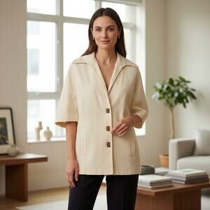 Vintage MJ Seattle Medium Polyester Gold Buttons Cape Type Jacket Made in USA